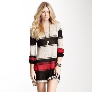 Blocks of Stripes Pullover High Hi Low Sweater Oatmeal XS